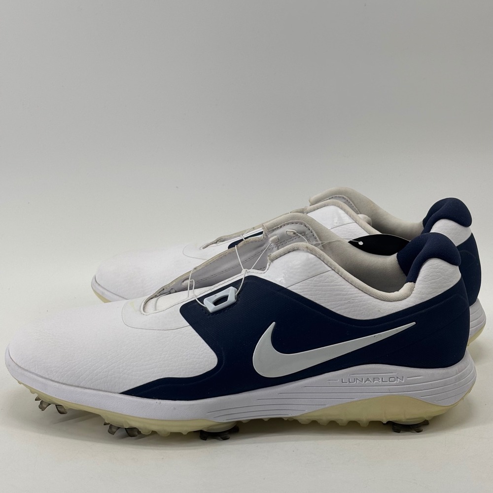Nike Lunar Control Vapor 2 Men 11 White Navy BOA Lacing Golf Shoes AQ1790-101